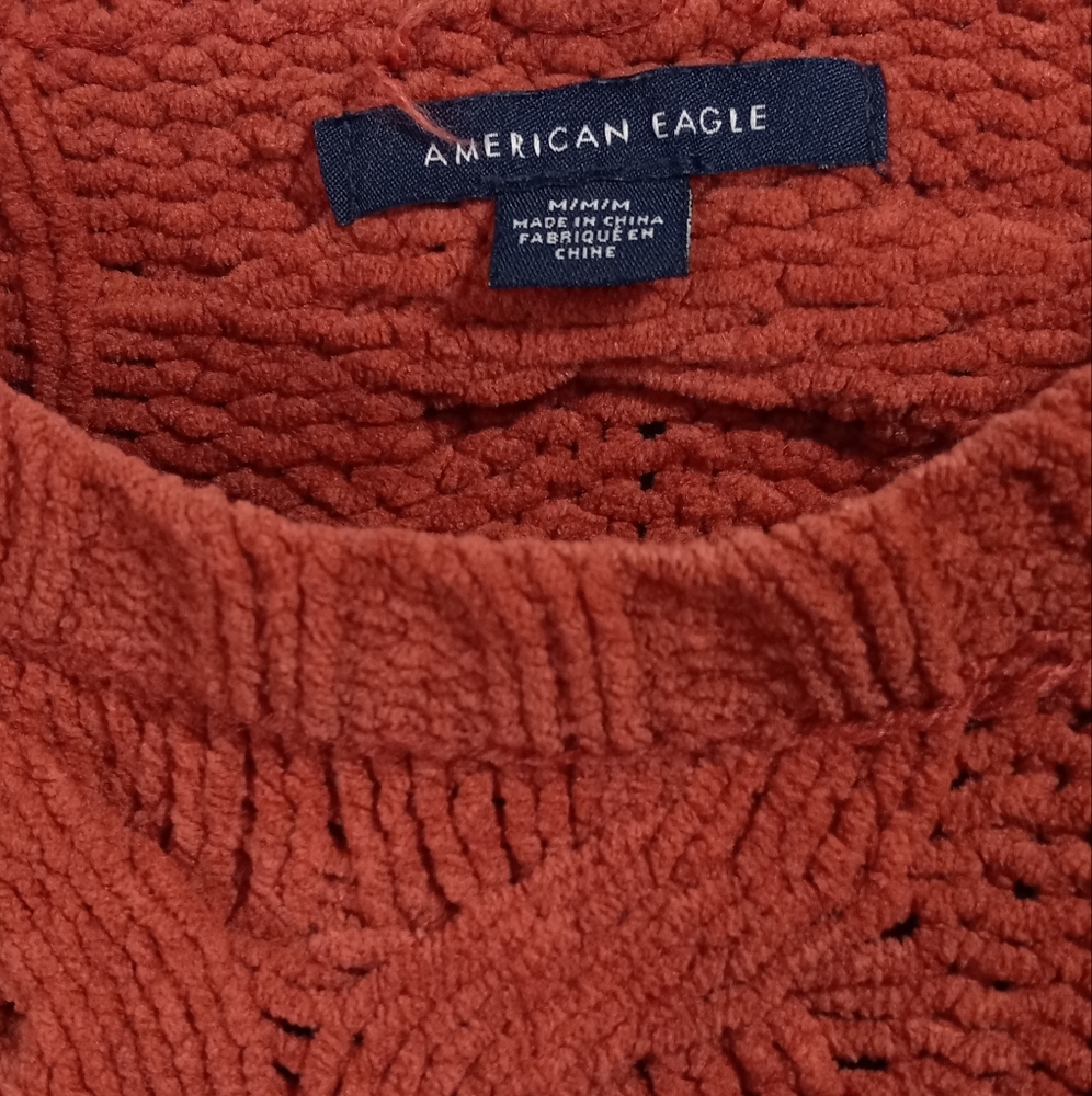 American Eagle Rust Orange Cable Knit Sweater Siz… - image 2